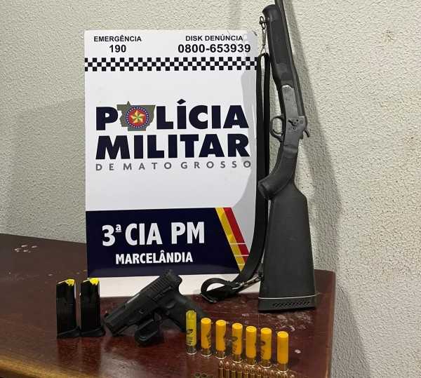 Homem é detido em Marcelândia após ocorrência de violência doméstica e apreensão de armas