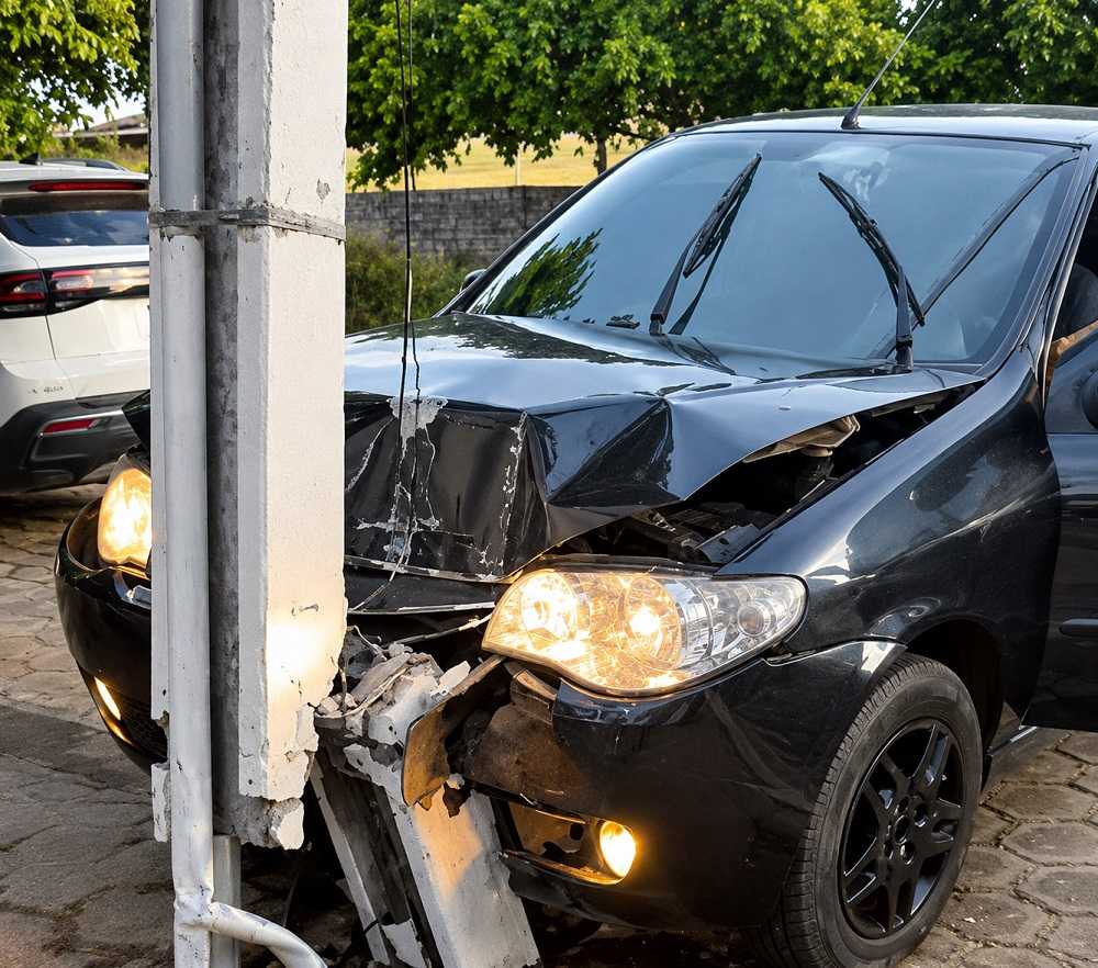 Homem de 45 anos fica ferido após bater carro contra poste no centro de Alta Floresta